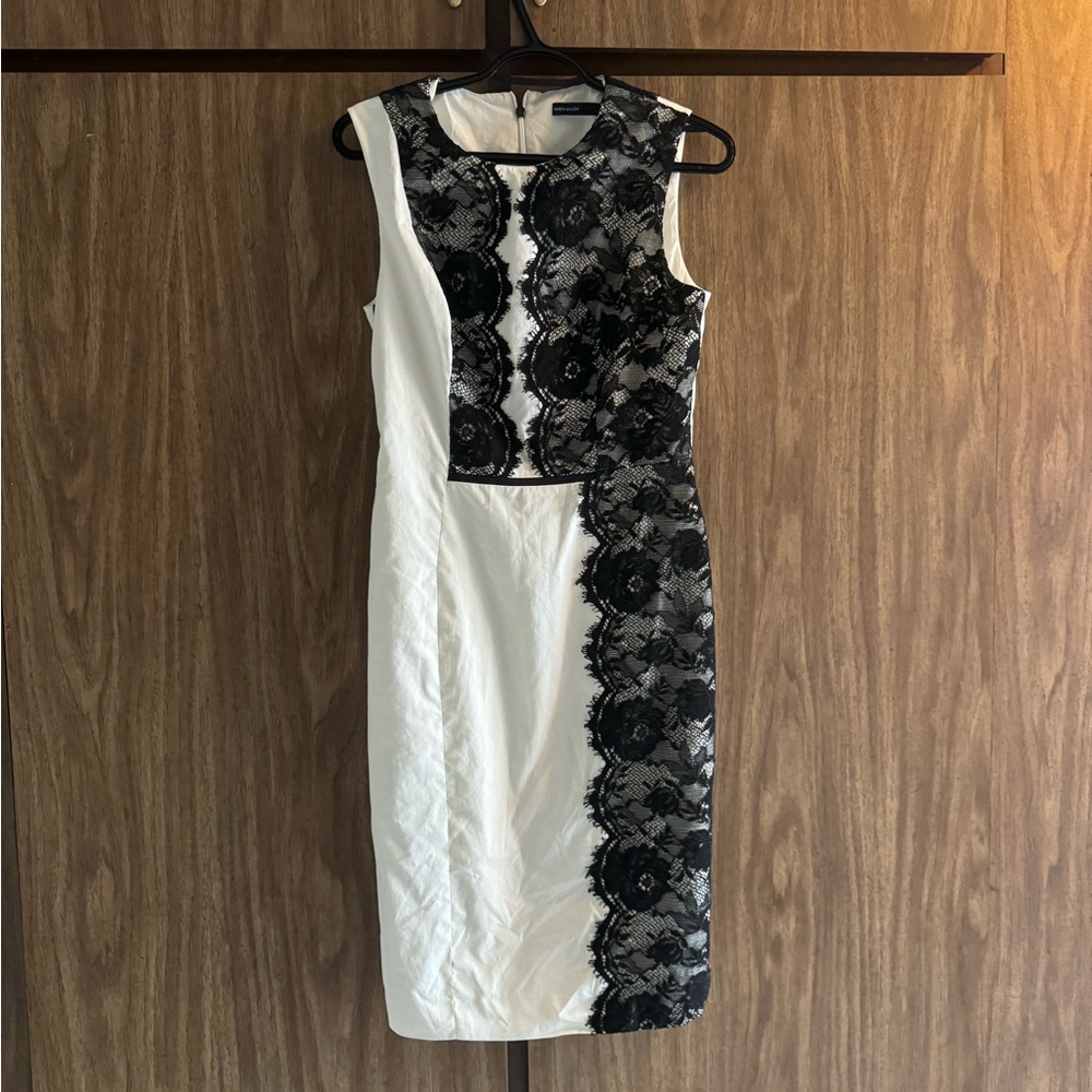 Karen Millen Black and White Lace Midi Dress